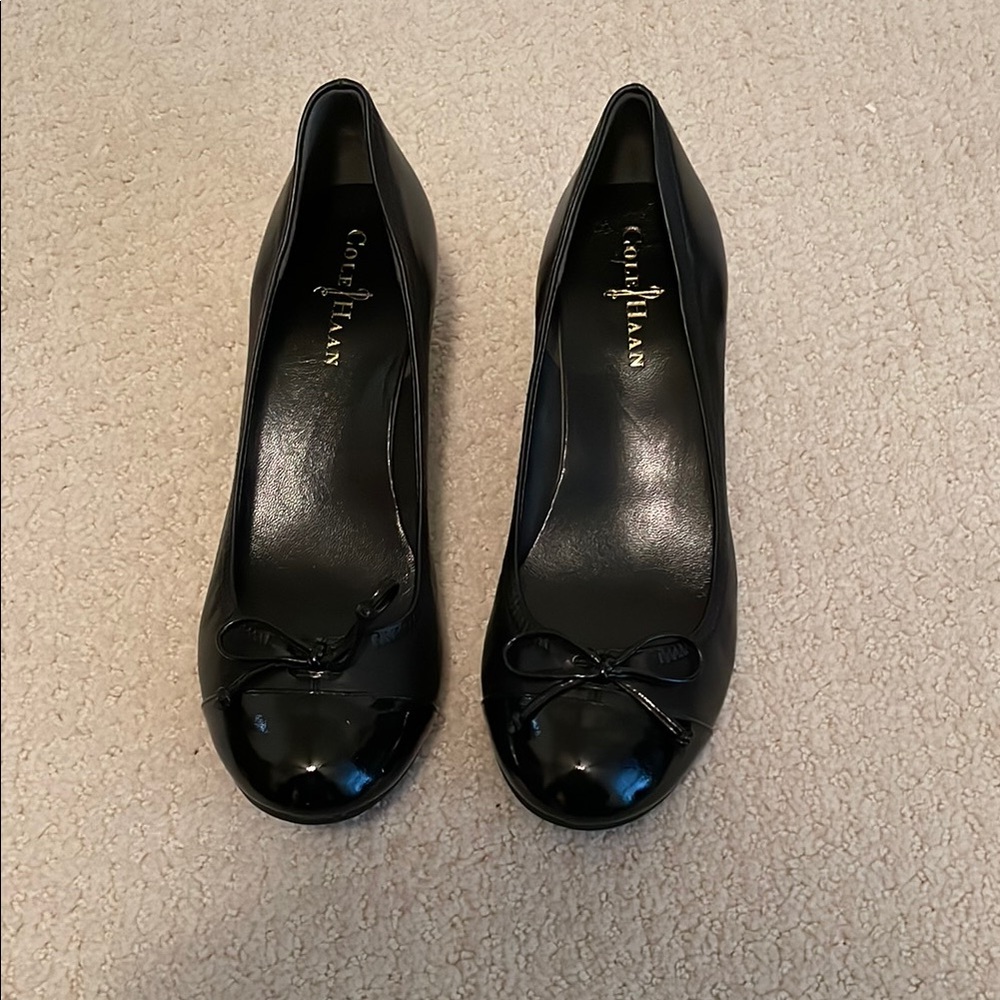 Cole Haan Black wedge shoe with Patent Leather Finish